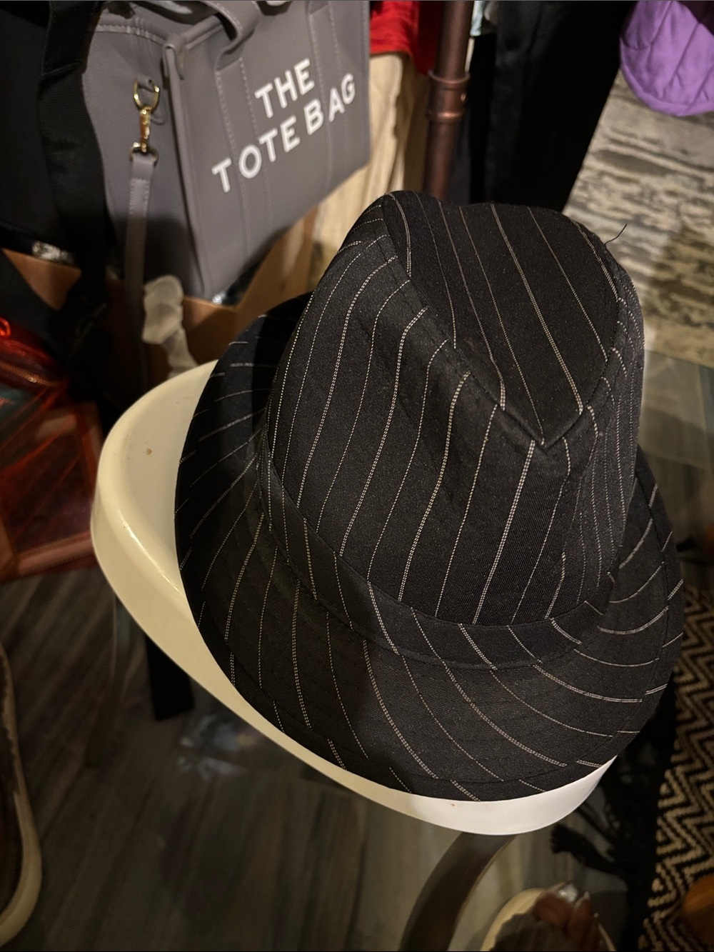 August Hats Black Pinstripe Fedora